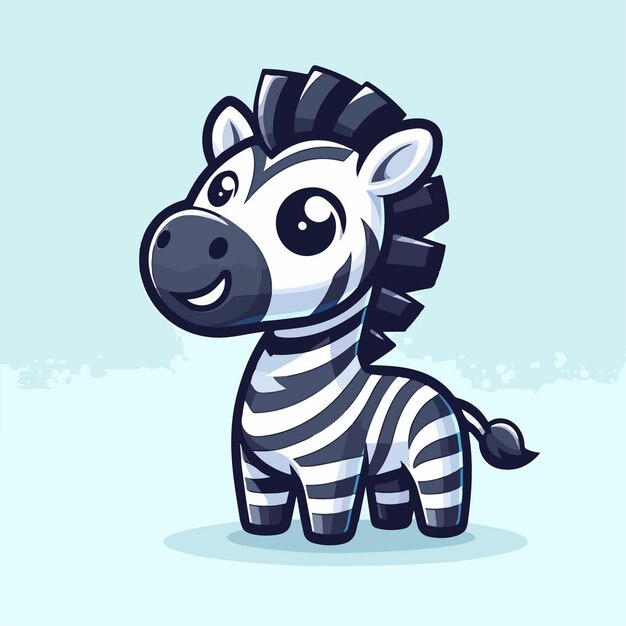 Una zebra vectorial linda se levanta con una postura feliz ilustración de icono vectorial de dibujos animados