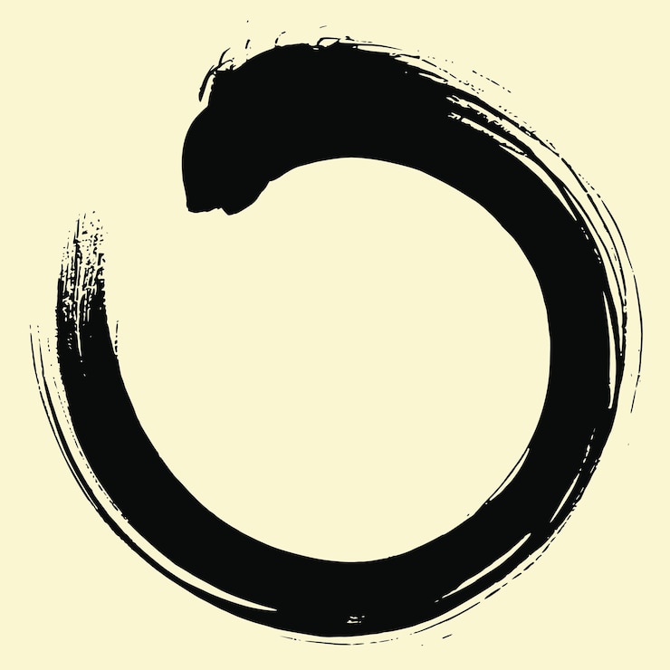 Vector zen enso brush japón arte tradicional japonés técnica sumie ilustración vector