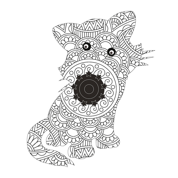 Zentangle gato mandala página para colorear para adultos navidad gato floral animal antiestrés libro para colorear