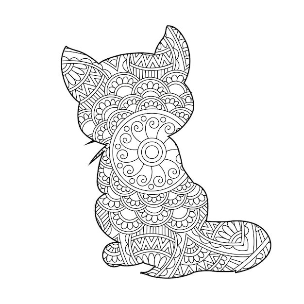 Zentangle gato mandala página para colorear para adultos navidad gato floral animal antiestrés libro para colorear