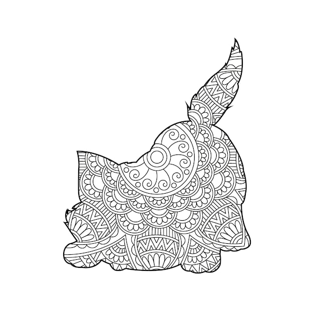 Zentangle gato mandala página para colorear para adultos navidad gato floral animal antiestrés libro para colorear