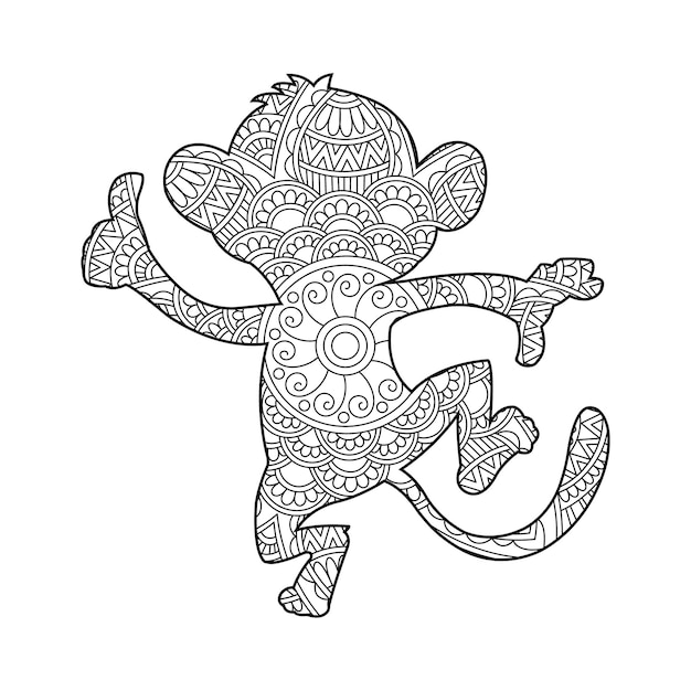 Zentangle mono mandala página para colorear para adultos libro para colorear de animales página para colorear antiestrés