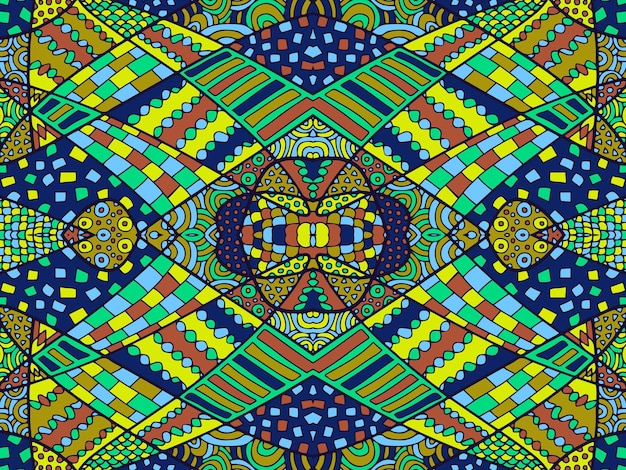 Zentangle ornamento patrón Ikat fondo abstracto colorido brillante papel tapiz retro