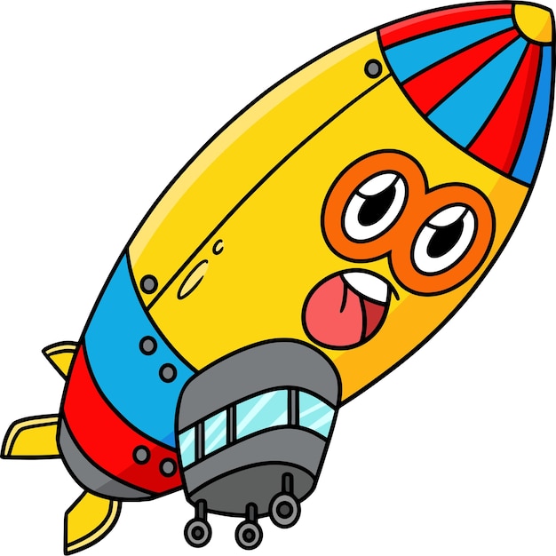 Zeppelin con cara vehículo dibujos animados coloreados clipart