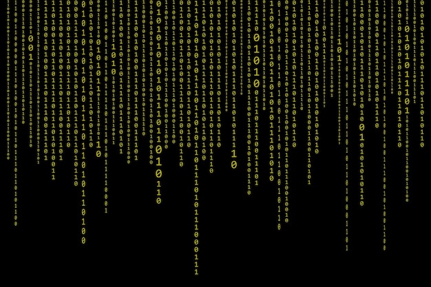 Zero One Binary Code Flowing Abstract Matrix Digital Art with binary computer code