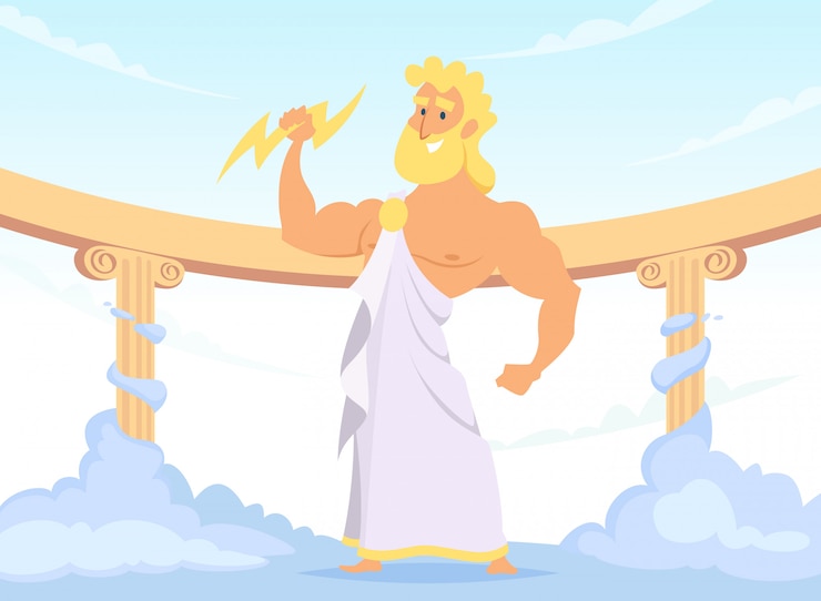 Vector zeus griego antiguo dios del trueno y el relámpago