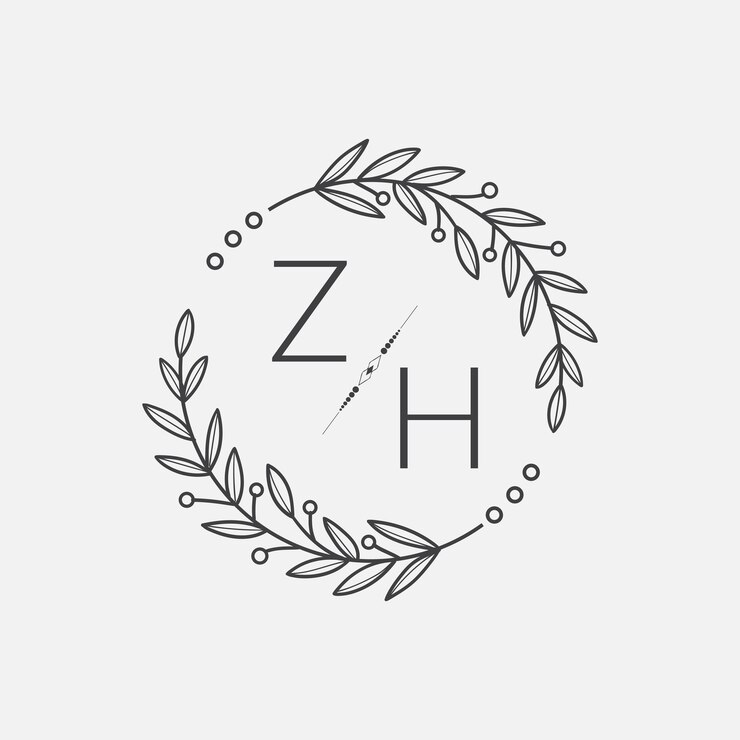 Vector zh monograma inicial boda con línea de círculo creativo