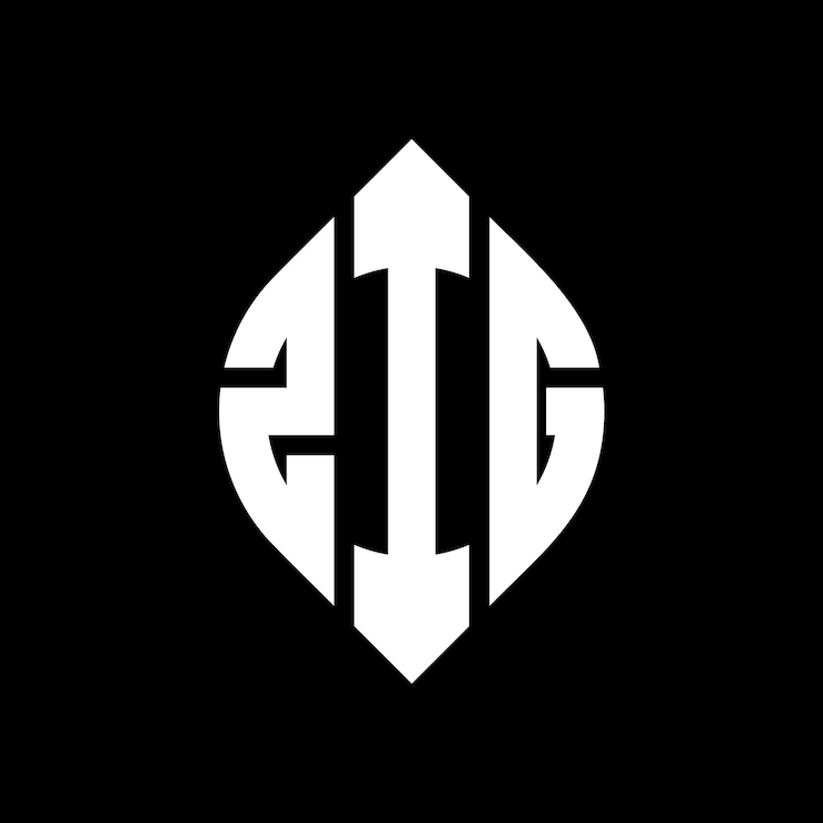 Vector zig diseño de logotipo de letra de círculo con forma de círculo y elipse zig letras de elipse con estilo tipográfico las tres iniciales forman un logotipo de círculo zig emblema de círculo monograma abstracto letra marca vector