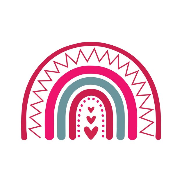 Zigzag Hearts Rainbow SVG Valentines T-shirt de diseño de arco iris Vector