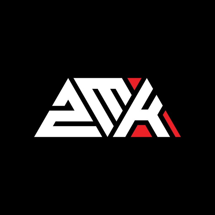 Vector zmk diseño de logotipo de letra triangular con forma de triángulo zmk diseñador de logotipo triangular monograma zmk triángulo vectorial plantilla de logotipo con color rojo zmk logo triangular sencillo elegante y lujoso logotipo zmk