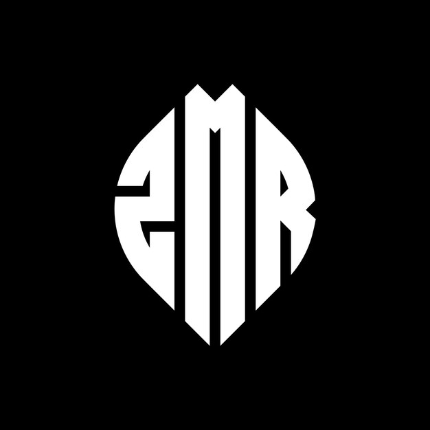 ZMR diseño de logotipo de letras circulares con forma de círculo y elipse ZMR letras elípticas con estilo tipográfico Las tres iniciales forman un logotipo de círculo ZMR círculo emblema monograma abstracto letra marca vector