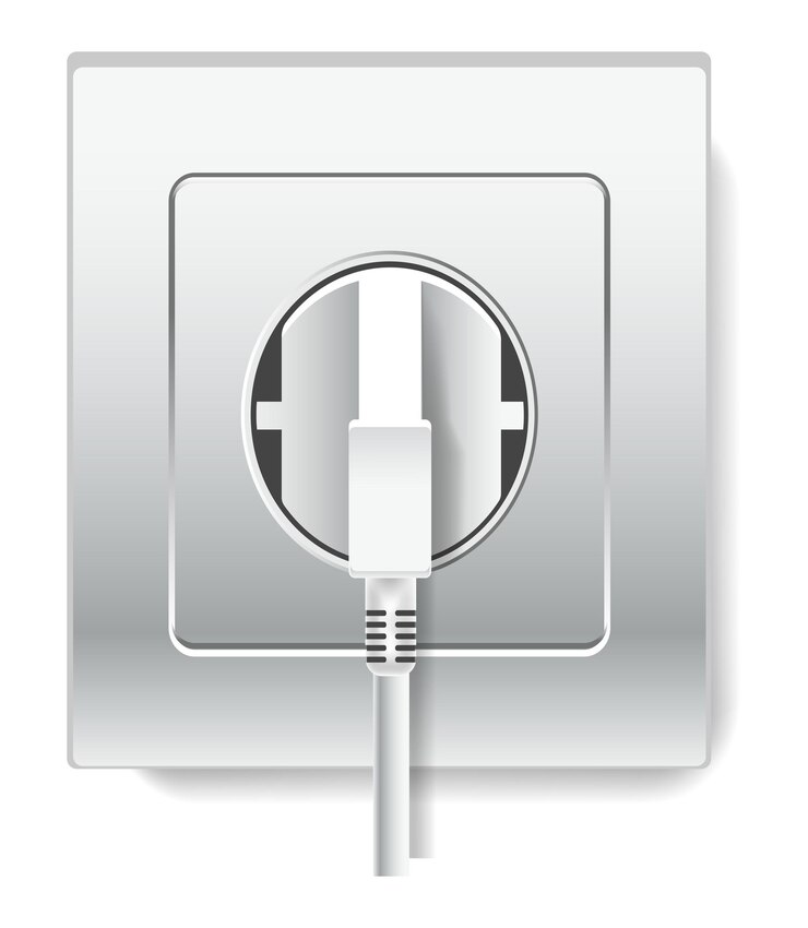 Vector zócalo y enchufe con alambre eléctrico elemento eléctrico aislado
