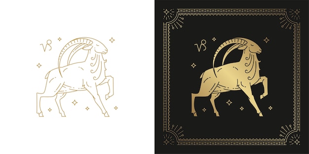 Zodiaco capricornio horóscopo signo línea arte silueta diseño ilustración