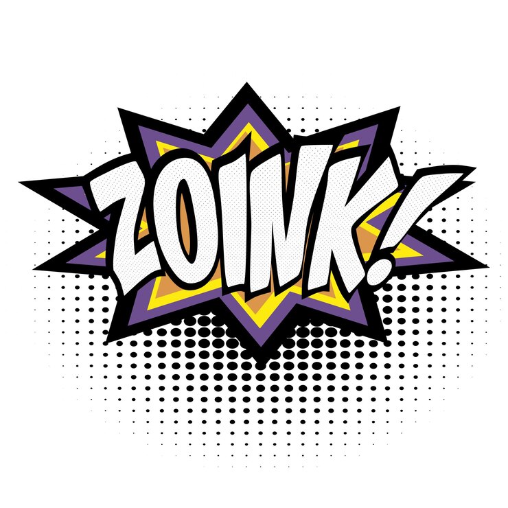 Vector zoink texto cómico, bocadillo de diálogo cómico, fondo cómico