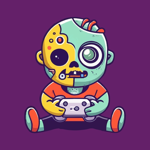 Vector zombi jugando videojuegos