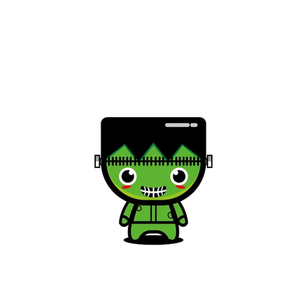 Zombie dibujos animados lindo personaje diseño vector mascota mal