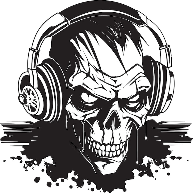 Zombie DJ Ritmo Rush Vector Icono Zombie DJ Mezclador Locura Vector Zombie