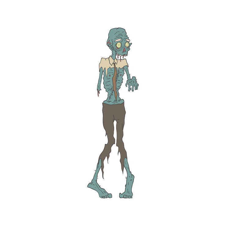Vector zombie espeluznante con dibujo delineado de corbata