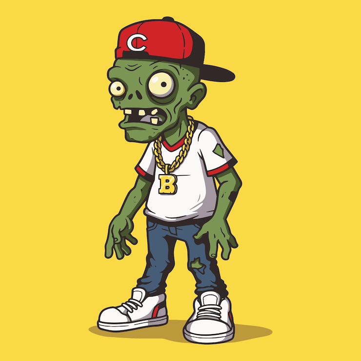Vector zombie genial en la ropa de la calle
