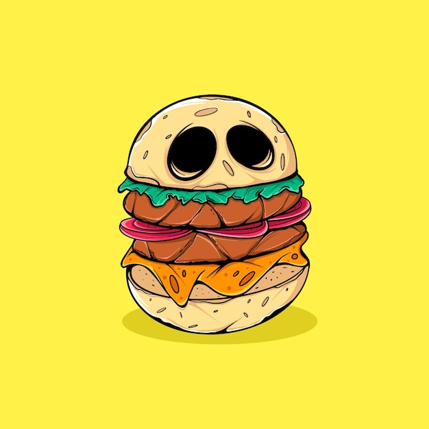 ZOMBIE GRAN HAMBURGUESA VECTOR ILUSTRACIÓN01