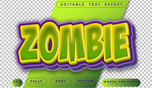 Zombie Horror Green Halloween Espeluznante Archivo de texto vectorial totalmente editable