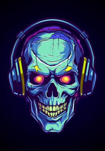 zombie con ilustración de auriculares