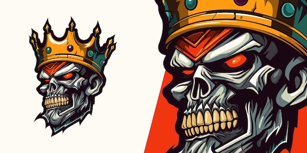 Zombie King Royal Logo Mascot for Sports amp ESport Teams Vector Illustration