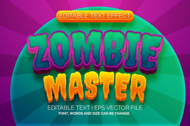 zombie maestro juego dibujos animados 3d efecto de texto editable