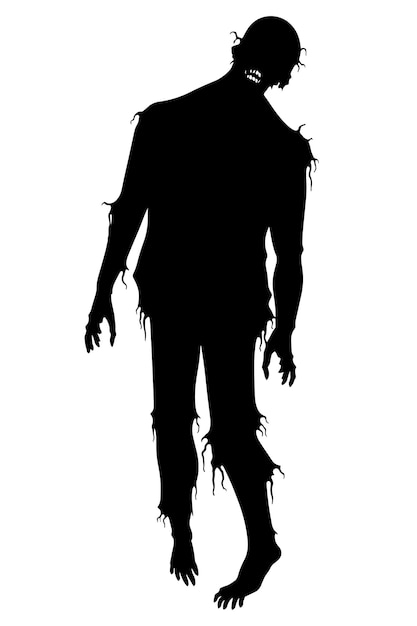 Zombie mano saliendo de la silueta del suelo ilustración vectorial