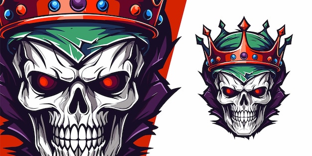 Zombie Skull King Majestic Crowned Logo Mascota para los equipos deportivos y de eSport