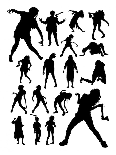 Zombies horror halloween silhouettes.