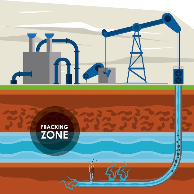 Vector zona de fracking industria petrolera