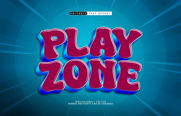 zona de juego efecto de texto editable con un estilo de texto de juego y juguetes