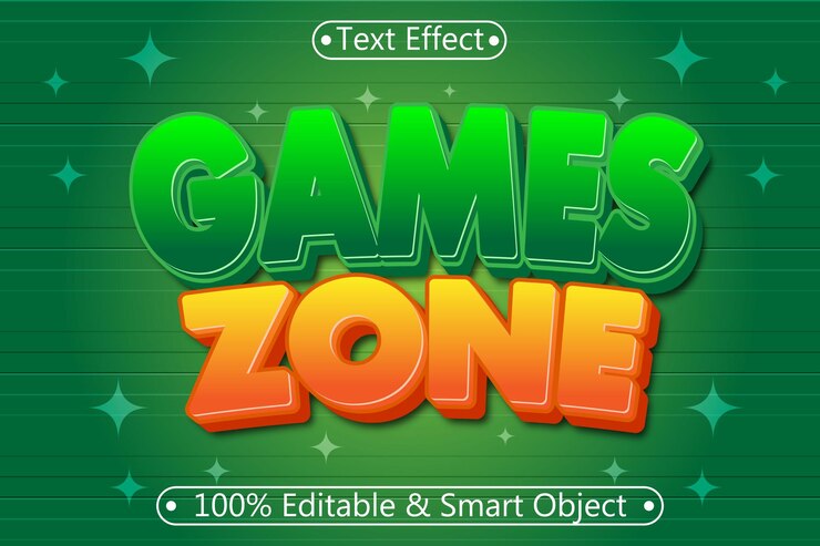 Vector zona de juegos efecto de texto editable 3 dimensiones relieve estilo moderno