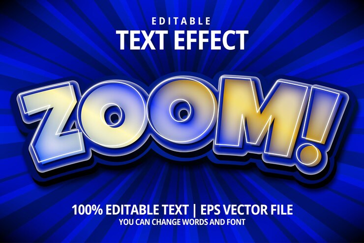 Vector zoom efecto de texto editable cómico
