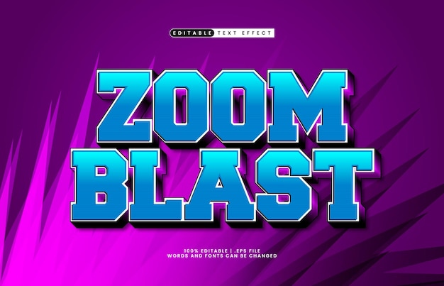 zoom explosión efecto de texto editable con un estilo de texto de velocidad y dibujos animados