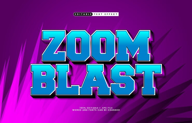 Vector zoom explosión efecto de texto editable con un estilo de texto de velocidad y dibujos animados