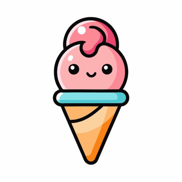 Zooming cono de helado vector de dibujos animados comida rápida en el vuelo vector aislado en estilo plano