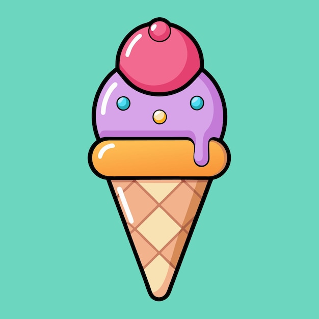 Zooming cono de helado vector de dibujos animados comida rápida en el vuelo vector aislado en estilo plano