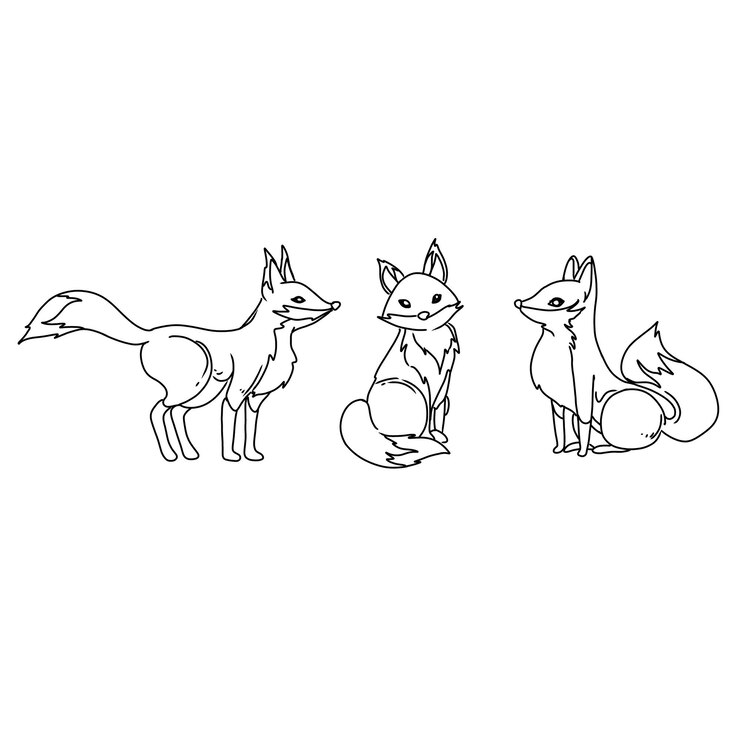 Vector zorro animal aislado salvaje ilustración vector naturaleza dibujado a mano doodle ilustraciones vector conjunto