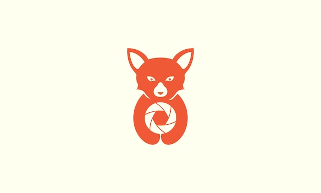 Zorro animal lindo con la ilustración del diseño gráfico del vector del icono del símbolo del logotipo de la cámara