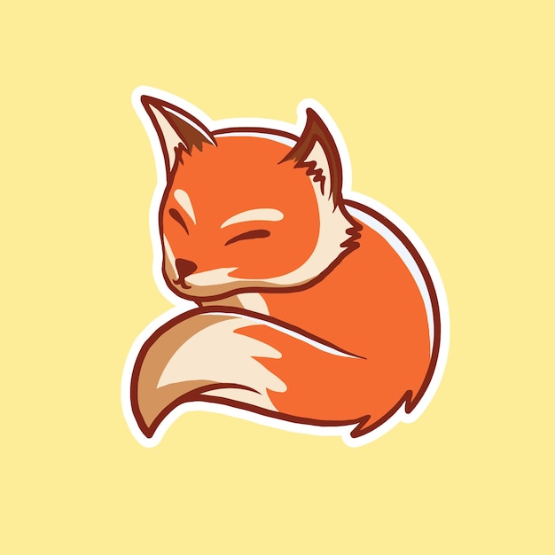 zorro lindo durmiendo icono de dibujos animados ilustración concepto de icono de animal estilo de dibujos animados plano premium aislado