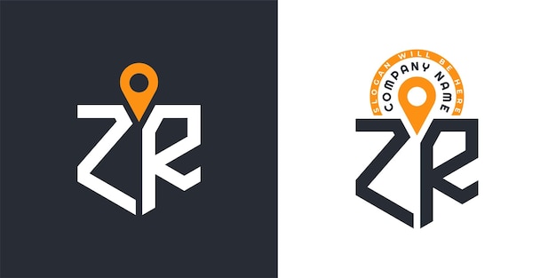 ZR Ubicación Logo Bundle Carta ZR Logo Iconos de doble vector para el reclutamiento y la navegación