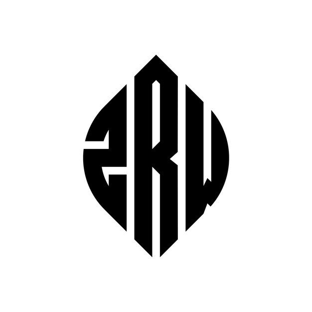 ZRW diseño de logotipo de letras circulares con forma de círculo y elipse ZRW letras elípticas con estilo tipográfico Las tres iniciales forman un logotipo de círculo ZRW círculo emblema monograma abstracto letra marca vector