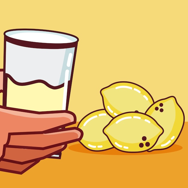 Vector zumo de fruta de limón en vaso de vidrio