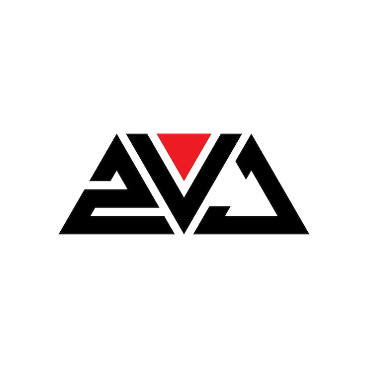 Vector zvj diseño de logotipo de letra triangular con forma de triángulo zvj diseñador de logotipo triangular monograma zvj modelo de logotipo vectorial triangular de color rojo zvj logotipo triangle sencillo elegante y lujoso logotipo zvj
