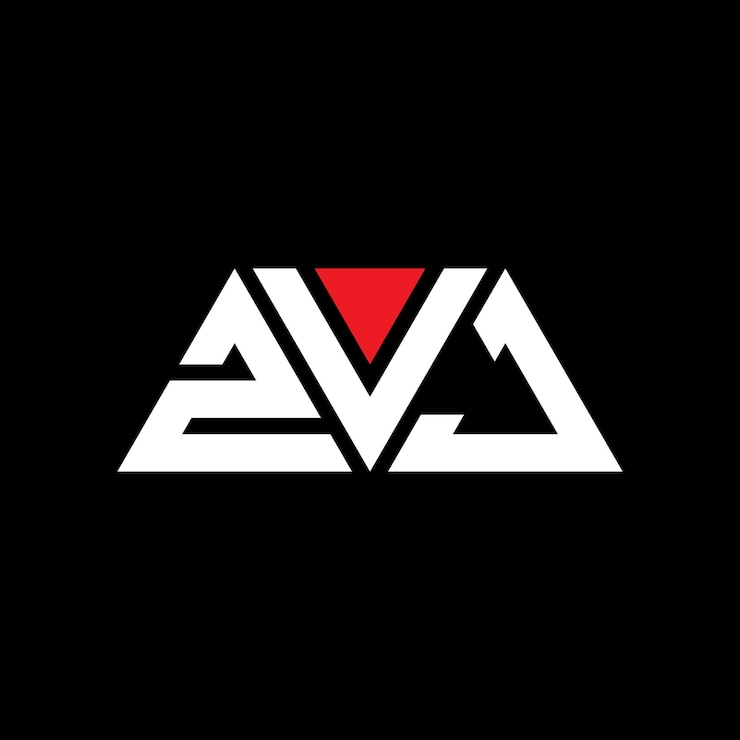 Vector zvj diseño de logotipo de letra triangular con forma de triángulo zvj diseñador de logotipo triangular monograma zvj modelo de logotipo vectorial triangular de color rojo zvj logotipo triangle sencillo elegante y lujoso logotipo zvj