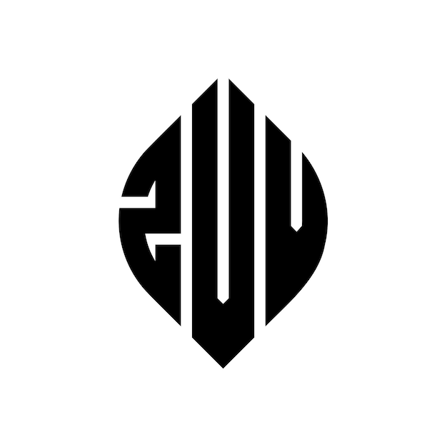 ZVV diseño de logotipo de letras circulares con forma de círculo y elipse ZVV letras elípticas con estilo tipográfico Las tres iniciales forman un logotipo de círculo ZVV círculo emblema monograma abstracto letra marca vector