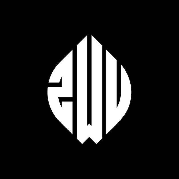 ZWU diseño de logotipo de letras circulares con forma de círculo y elipse ZWU letras elípticas con estilo tipográfico Las tres iniciales forman un logotipo de círculo ZWU emblema de círculo Monograma abstracto letra marca vector