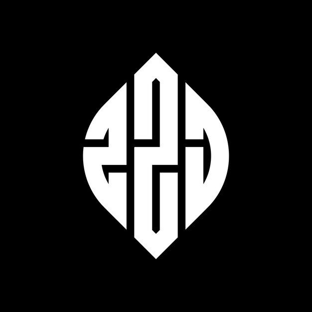 ZZJ diseño de logotipo de letras circulares con forma de círculo y elipse ZZJ letras elípticas con estilo tipográfico Las tres iniciales forman un logotipo de círculo ZZJ emblema de círculo Monograma abstracto letra marca vector